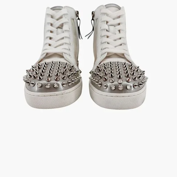 Christian Louboutin Sosoxy Spike Donna Sneakers Size 37 US 7 Mesh High Top White